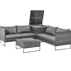Conjunto de jardín Okavango Outsunny 2 sofás con cojines + 2 mesas gris