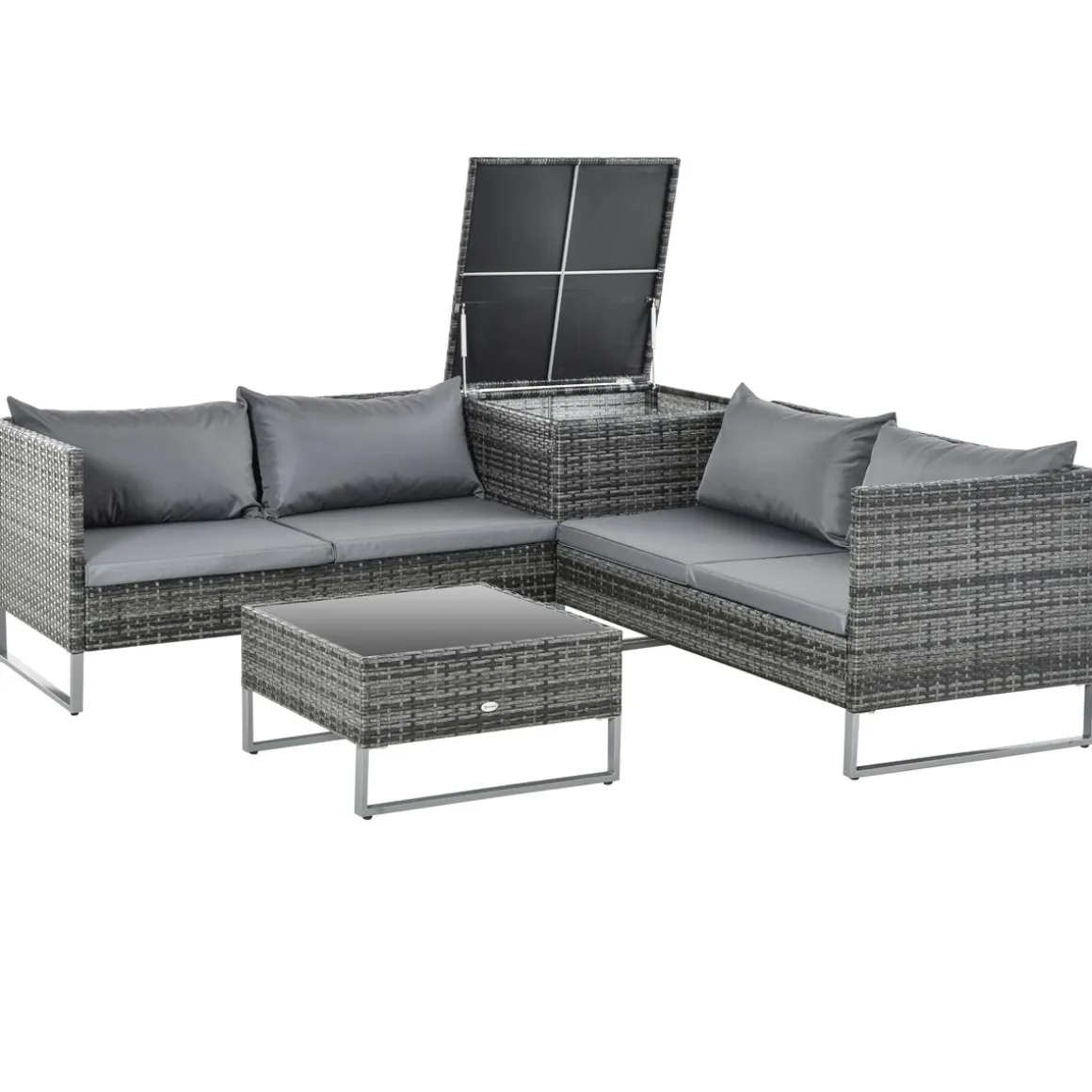 Conjunto de jardín Okavango Outsunny 2 sofás con cojines + 2 mesas gris