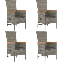 Conjunto de jardín Oporto 4 sillas + mesa con cojines gris