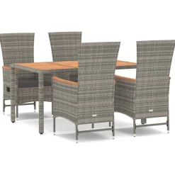 Conjunto de jardín Oporto 4 sillas + mesa con cojines gris