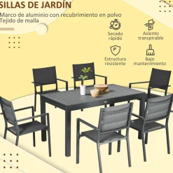 Conjunto de jardín Outsunny 1 mesa extensible + 8 sillas apilables gris