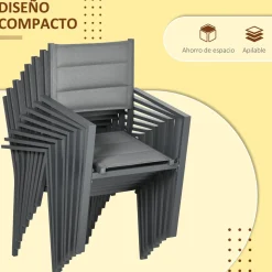 Conjunto de jardín Outsunny 1 mesa extensible + 8 sillas apilables gris