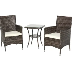 Conjunto de jardín Outsunny mesa + 2 sillones ratán marrón