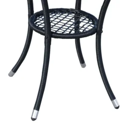 Conjunto de jardín Outsunny 1 mesa+2 sillones con cojín ratán negro