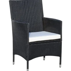 Conjunto de jardín Outsunny 1 mesa+2 sillones con cojín ratán negro