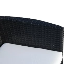 Conjunto de jardín Outsunny 1 mesa+2 sillones con cojín ratán negro