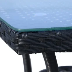 Conjunto de jardín Outsunny 1 mesa+2 sillones con cojín ratán negro
