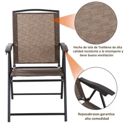 Conjunto de jardín Outsunny mesa+2 sillas marrón