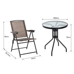 Conjunto de jardín Outsunny mesa+2 sillas marrón
