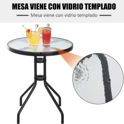 Conjunto de jardín Outsunny mesa+2 sillas marrón