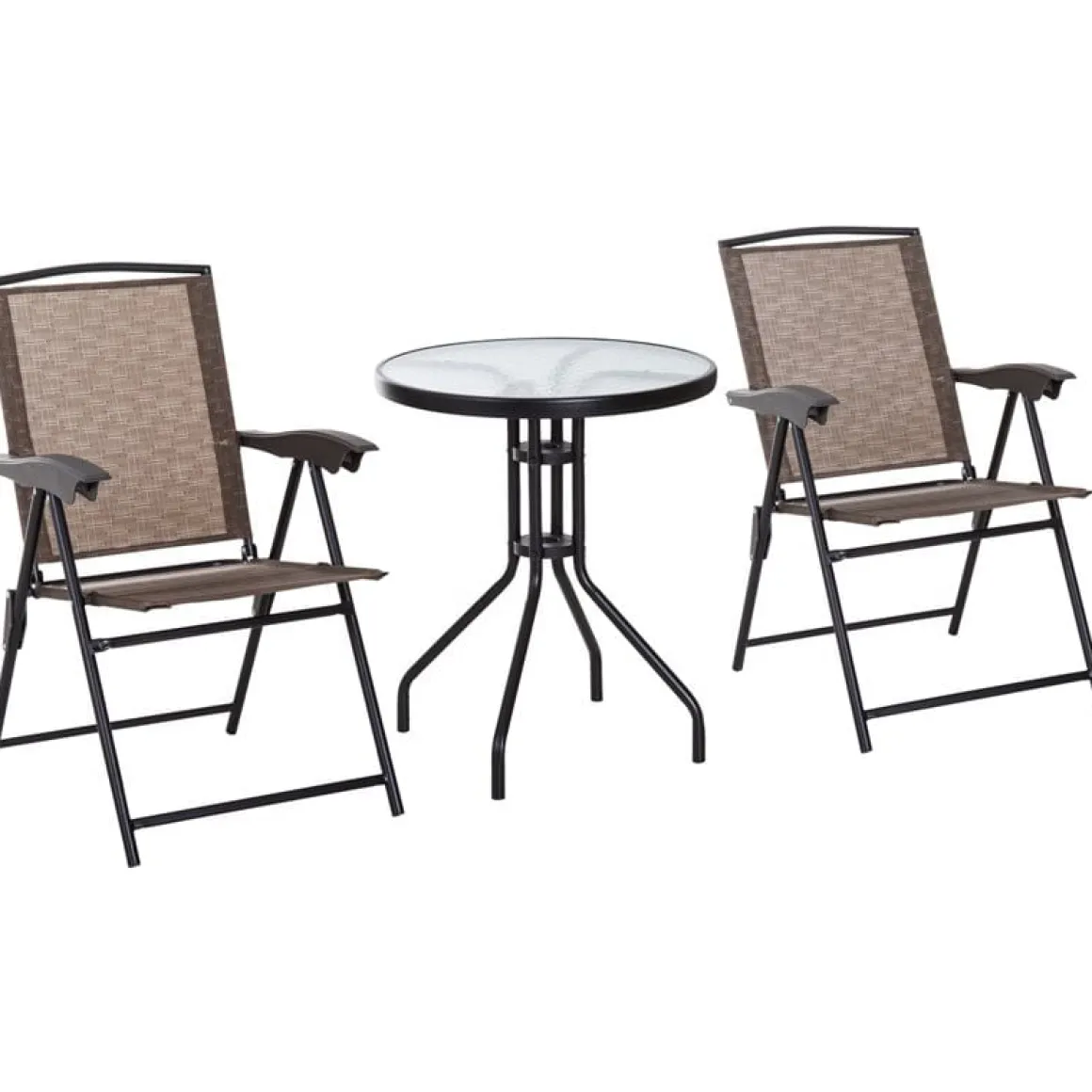 Conjunto de jardín Outsunny mesa+2 sillas marrón