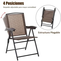 Conjunto de jardín Outsunny mesa+2 sillas marrón
