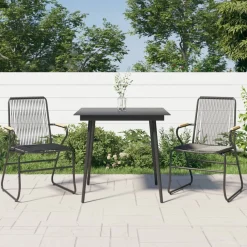 Conjunto de jardín Palermo 2 sillas + mesa negro