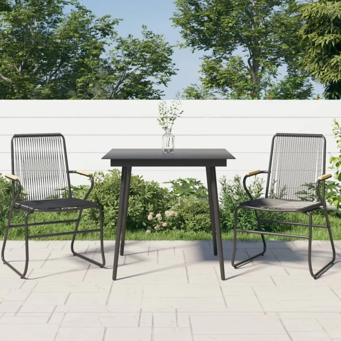 Conjunto de jardín Palermo 2 sillas + mesa negro