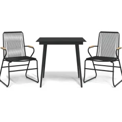 Conjunto de jardín Palermo 2 sillas + mesa negro