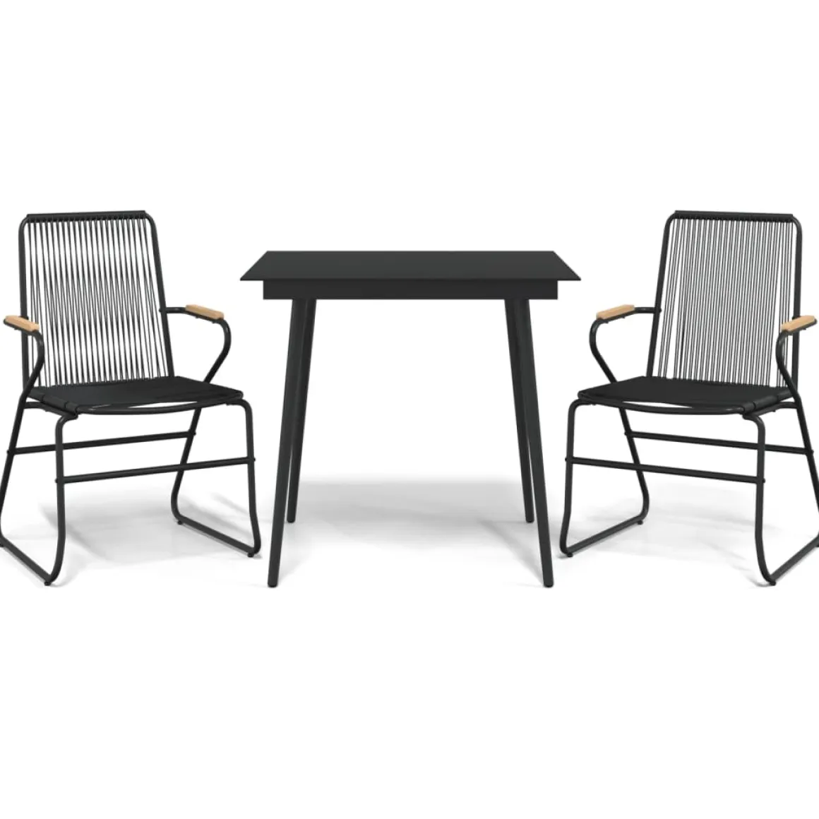 Conjunto de jardín Palermo 2 sillas + mesa negro
