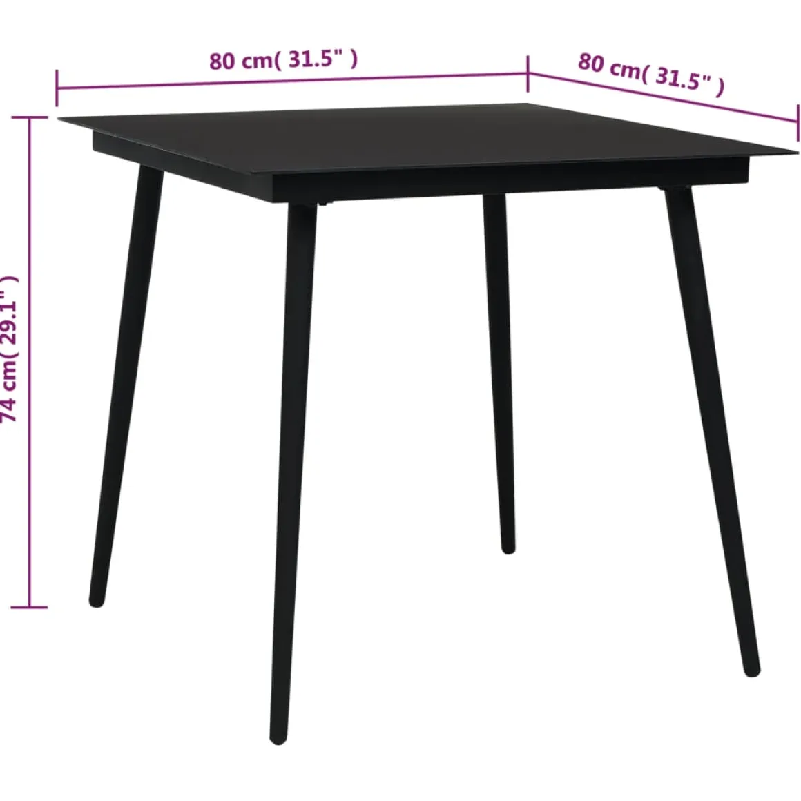 Conjunto de jardín Palermo 2 sillas + mesa negro