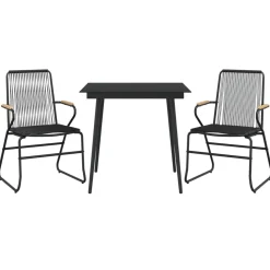 Conjunto de jardín Palermo 2 sillas + mesa negro