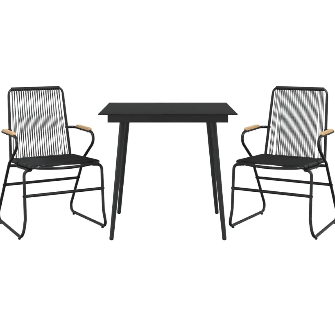 Conjunto de jardín Palermo 2 sillas + mesa negro
