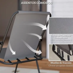 Conjunto de jardín Perla Outsunny 4 sillas + mesa + sombrilla