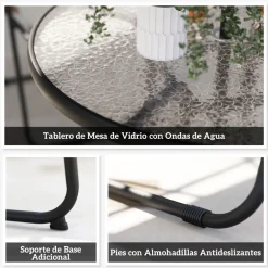 Conjunto de jardín Perla Outsunny 4 sillas + mesa + sombrilla