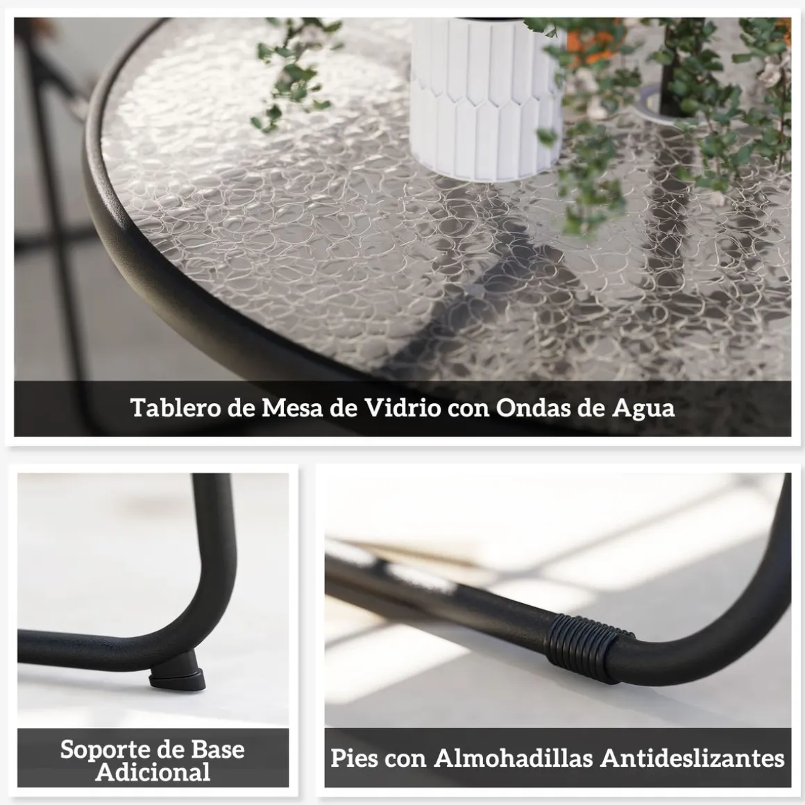 Conjunto de jardín Perla Outsunny 4 sillas + mesa + sombrilla