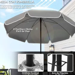 Conjunto de jardín Perla Outsunny 4 sillas + mesa + sombrilla