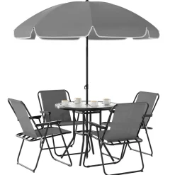 Conjunto de jardín Perla Outsunny 4 sillas + mesa + sombrilla