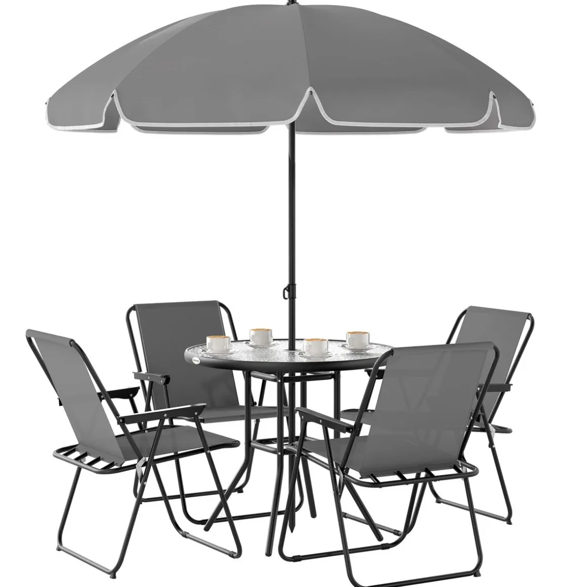 Conjunto de jardín Perla Outsunny 4 sillas + mesa + sombrilla