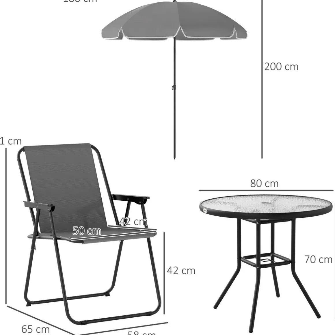 Conjunto de jardín Perla Outsunny 4 sillas + mesa + sombrilla