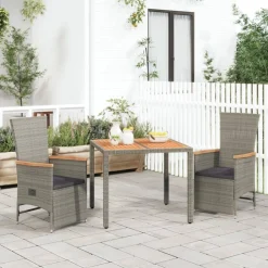Conjunto de jardín Petunia 2 sillones reclinables + mesa gris
