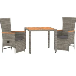 Conjunto de jardín Petunia 2 sillones reclinables + mesa gris