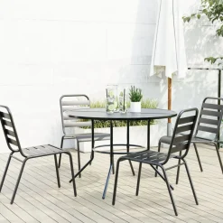 Conjunto de jardín Polea 4 sillas + mesa negro