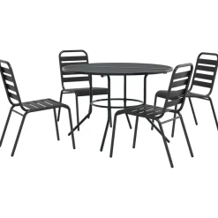 Conjunto de jardín Polea 4 sillas + mesa negro