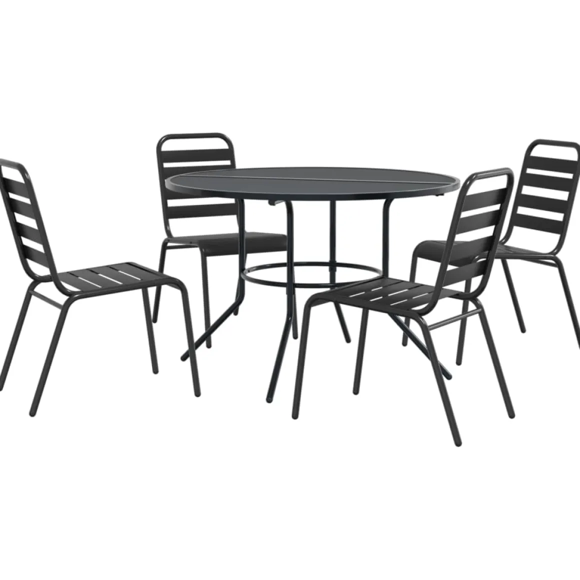 Conjunto de jardín Polea 4 sillas + mesa negro