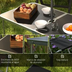 Conjunto de jardín Primrose Outsunny mesa + 4 taburetes plegables gris