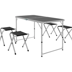 Conjunto de jardín Primrose Outsunny mesa + 4 taburetes plegables gris