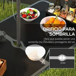Conjunto de jardín Primrose Outsunny mesa + 4 taburetes plegables gris
