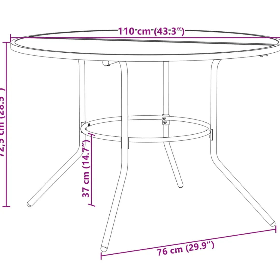 Conjunto de jardín Sartie 6 sillas + mesa negro