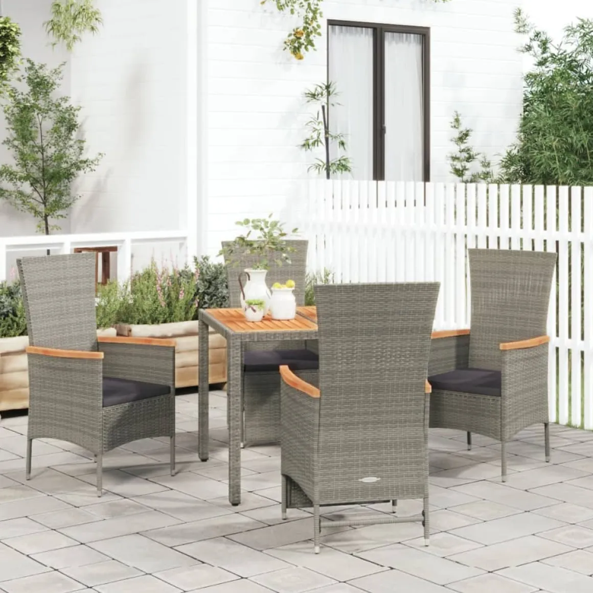 Conjunto de jardín Sintra 4 sillas + mesa gris