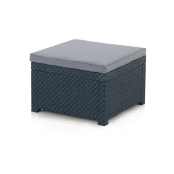 Conjunto de jardín Sira 2 sillones + 2 puffs + 1 mesa grafito