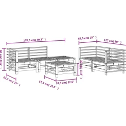 Conjunto de jardín Space 6 piezas madera maciza de pino