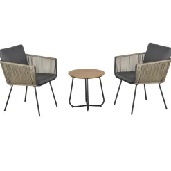 Conjunto de jardín Tauro Outsunny 2 sillas + mesa gris/natural