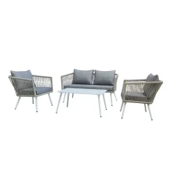 Conjunto de jardín Tirreno sofá + 2 sillas + mesa gris