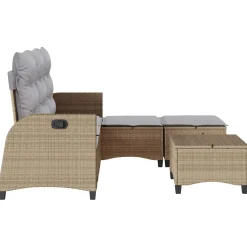 Conjunto de jardín Urki 3 plazas con cojines + reposapiés/mesa 83-91x176x138-125 cm