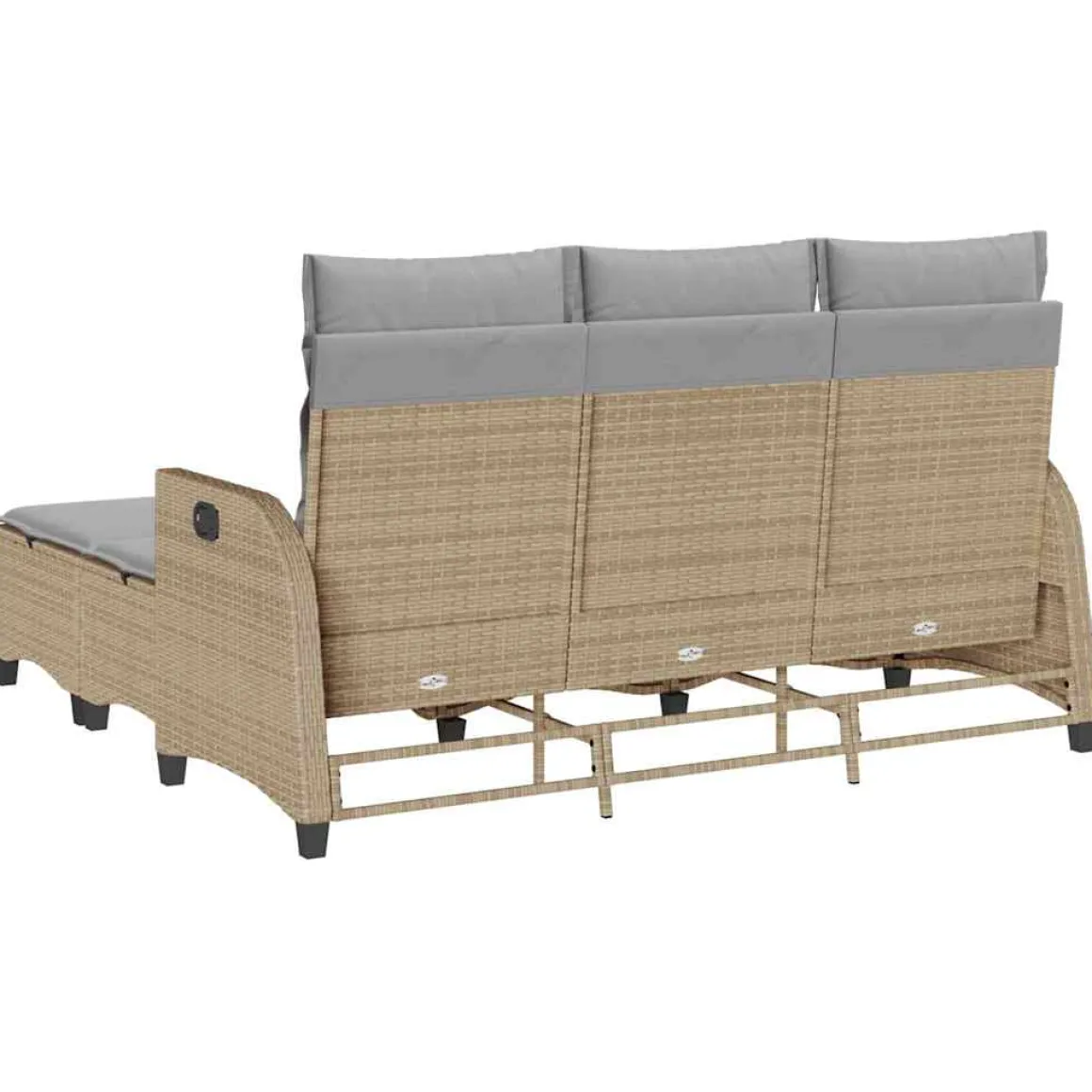 Conjunto de jardín Urki 3 plazas con cojines + reposapiés/mesa 83-91x176x138-125 cm