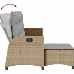 Conjunto de jardín Urki 3 plazas con cojines + reposapiés/mesa 83-91x176x138-125 cm