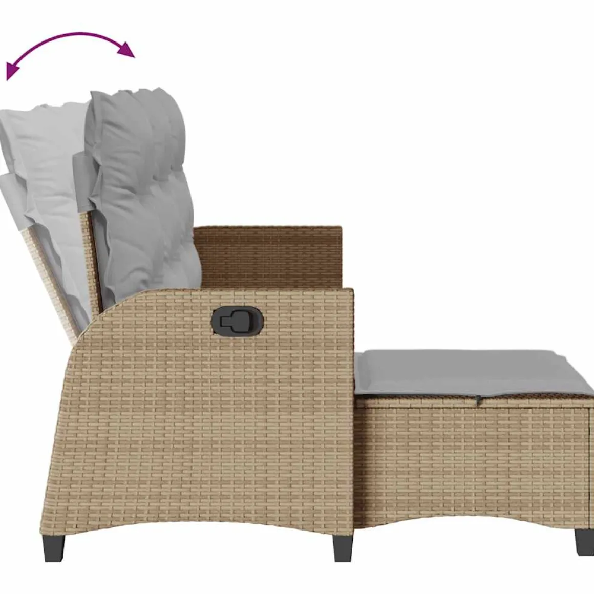 Conjunto de jardín Urki 3 plazas con cojines + reposapiés/mesa 83-91x176x138-125 cm