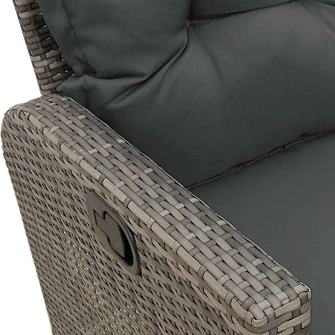 Conjunto de jardín Urki 3 plazas con cojines + reposapiés/mesa 83-91x176x138-125 cm