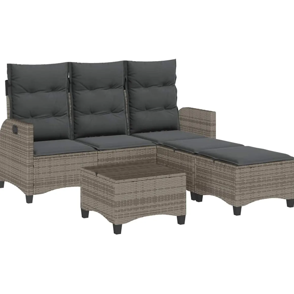 Conjunto de jardín Urki 3 plazas con cojines + reposapiés/mesa 83-91x176x138-125 cm